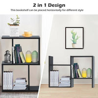 2/3/4 Tiers Wooden S - Shaped Bookcase for Living Room Bedroom Office - 7DAY'S