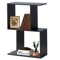 2/3/4 Tiers Wooden S - Shaped Bookcase for Living Room Bedroom Office - 7DAY'S