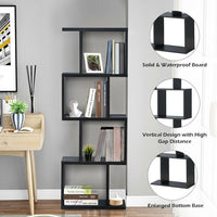 2/3/4 Tiers Wooden S - Shaped Bookcase for Living Room Bedroom Office - 7DAY'S