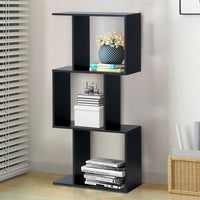 2/3/4 Tiers Wooden S - Shaped Bookcase for Living Room Bedroom Office - 7DAY'S