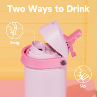 24 oz Insulated Water Bottle with Straw: Meoky Stainless Steel Metal Water Bottle with 2 - in - 1 Lid - Leak Proof, Cold for 24 Hours, Protective Silicone Base, BPA - Free for Sports Travel Car, Ivory - 7DAY'S