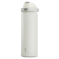 24 oz Insulated Water Bottle with Straw: Meoky Stainless Steel Metal Water Bottle with 2 - in - 1 Lid - Leak Proof, Cold for 24 Hours, Protective Silicone Base, BPA - Free for Sports Travel Car, Ivory - 7DAY'S