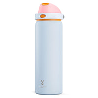 24 oz Insulated Water Bottle with Straw: Meoky Stainless Steel Metal Water Bottle with 2 - in - 1 Lid - Leak Proof, Cold for 24 Hours, Protective Silicone Base, BPA - Free for Sports Travel Car, Ivory - 7DAY'S