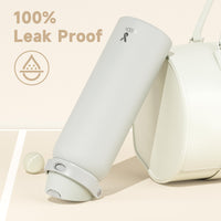 24 oz Insulated Water Bottle with Straw: Meoky Stainless Steel Metal Water Bottle with 2 - in - 1 Lid - Leak Proof, Cold for 24 Hours, Protective Silicone Base, BPA - Free for Sports Travel Car, Ivory - 7DAY'S