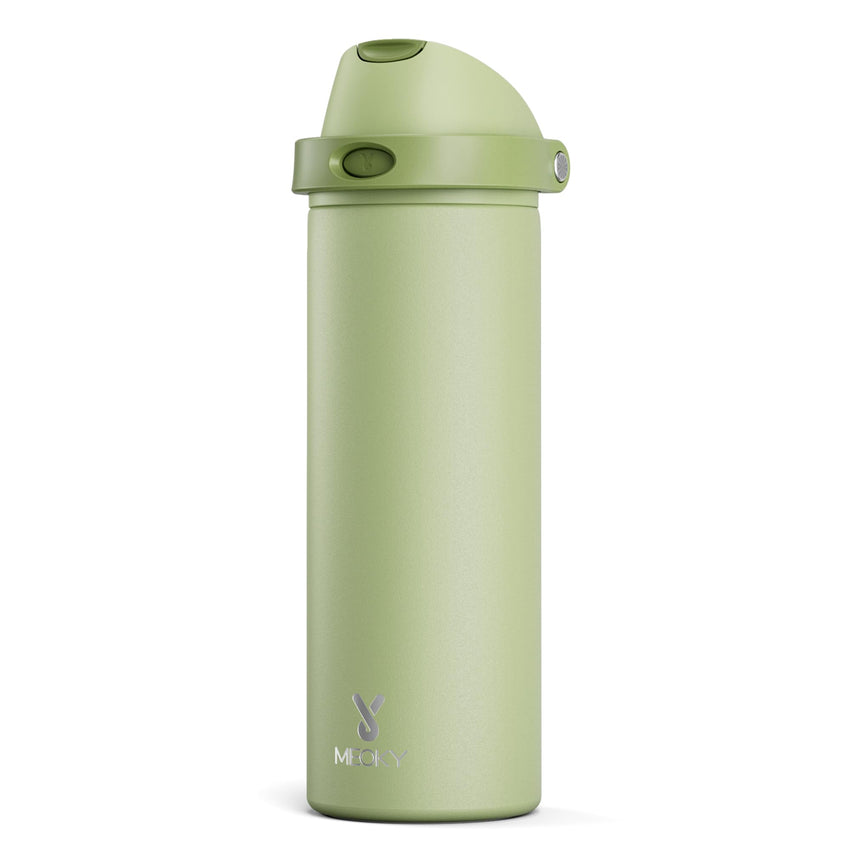 24 oz Insulated Water Bottle with Straw: Meoky Stainless Steel Metal Water Bottle with 2 - in - 1 Lid - Leak Proof, Cold for 24 Hours, Protective Silicone Base, BPA - Free for Sports Travel Car, Ivory - 7DAY'S