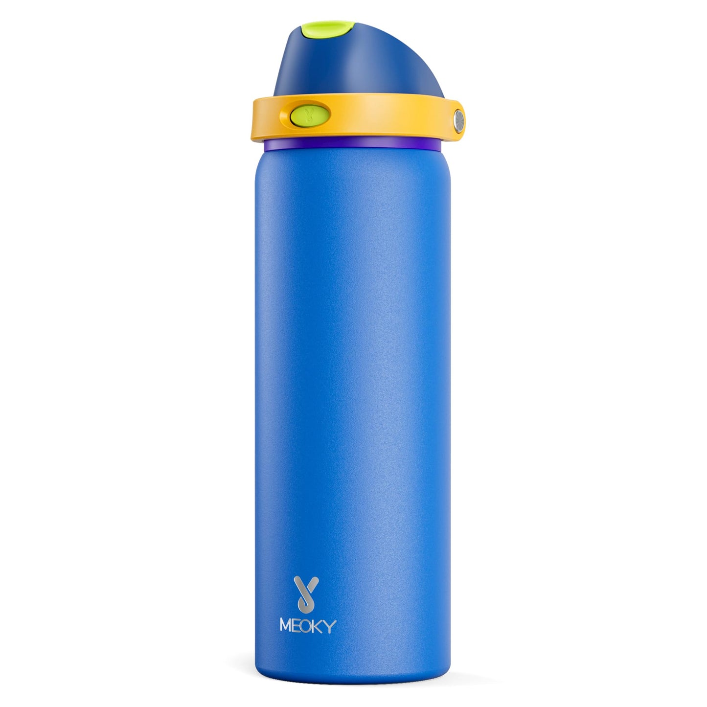 24 oz Insulated Water Bottle with Straw: Meoky Stainless Steel Metal Water Bottle with 2 - in - 1 Lid - Leak Proof, Cold for 24 Hours, Protective Silicone Base, BPA - Free for Sports Travel Car, Ivory - 7DAY'S