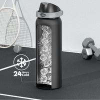 24 oz Insulated Water Bottle with Straw: Meoky Stainless Steel Metal Water Bottle with 2 - in - 1 Lid - Leak Proof, Cold for 24 Hours, Protective Silicone Base, BPA - Free for Sports Travel Car, Ivory - 7DAY'S