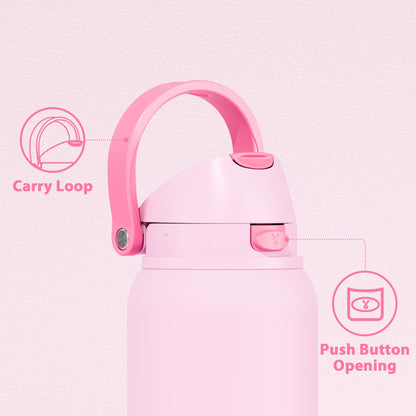 24 oz Insulated Water Bottle with Straw: Meoky Stainless Steel Metal Water Bottle with 2 - in - 1 Lid - Leak Proof, Cold for 24 Hours, Protective Silicone Base, BPA - Free for Sports Travel Car, Ivory - 7DAY'S
