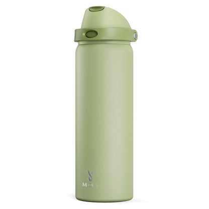 24 oz Insulated Water Bottle with Straw: Meoky Stainless Steel Metal Water Bottle with 2 - in - 1 Lid - Leak Proof, Cold for 24 Hours, Protective Silicone Base, BPA - Free for Sports Travel Car, Ivory - 7DAY'S