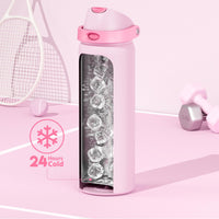 24 oz Insulated Water Bottle with Straw: Meoky Stainless Steel Metal Water Bottle with 2 - in - 1 Lid - Leak Proof, Cold for 24 Hours, Protective Silicone Base, BPA - Free for Sports Travel Car, Ivory - 7DAY'S