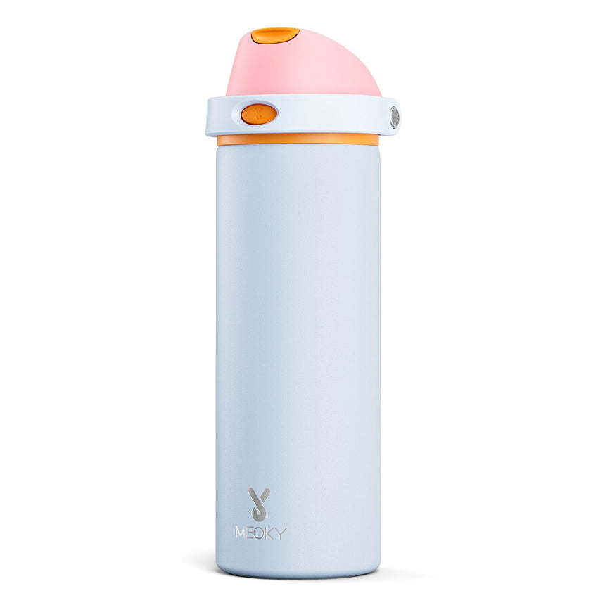 24 oz Insulated Water Bottle with Straw: Meoky Stainless Steel Metal Water Bottle with 2 - in - 1 Lid - Leak Proof, Cold for 24 Hours, Protective Silicone Base, BPA - Free for Sports Travel Car, Ivory - 7DAY'S