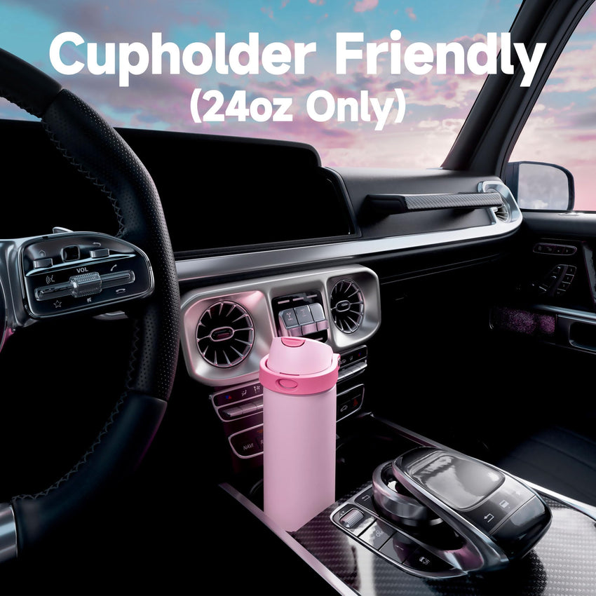 24 oz Insulated Water Bottle with Straw: Meoky Stainless Steel Metal Water Bottle with 2 - in - 1 Lid - Leak Proof, Cold for 24 Hours, Protective Silicone Base, BPA - Free for Sports Travel Car, Ivory - 7DAY'S