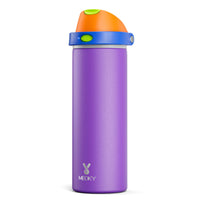 24 oz Insulated Water Bottle with Straw: Meoky Stainless Steel Metal Water Bottle with 2 - in - 1 Lid - Leak Proof, Cold for 24 Hours, Protective Silicone Base, BPA - Free for Sports Travel Car, Ivory - 7DAY'S