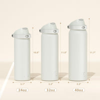 24 oz Insulated Water Bottle with Straw: Meoky Stainless Steel Metal Water Bottle with 2 - in - 1 Lid - Leak Proof, Cold for 24 Hours, Protective Silicone Base, BPA - Free for Sports Travel Car, Ivory - 7DAY'S