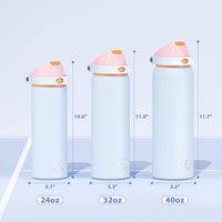 24 oz Insulated Water Bottle with Straw: Meoky Stainless Steel Metal Water Bottle with 2 - in - 1 Lid - Leak Proof, Cold for 24 Hours, Protective Silicone Base, BPA - Free for Sports Travel Car, Ivory - 7DAY'S