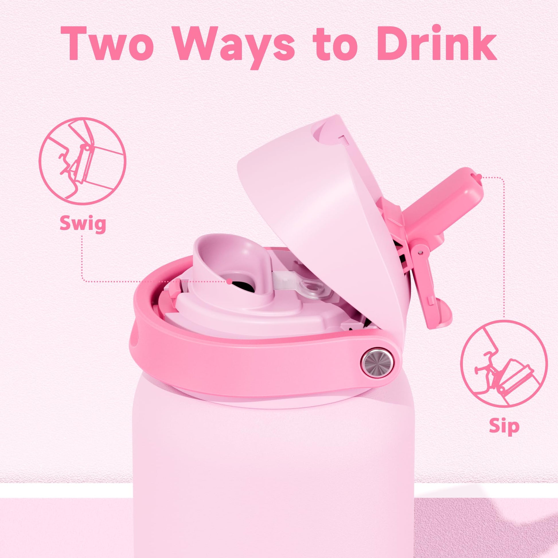 24 oz Insulated Water Bottle with Straw: Meoky Stainless Steel Metal Water Bottle with 2 - in - 1 Lid - Leak Proof, Cold for 24 Hours, Protective Silicone Base, BPA - Free for Sports Travel Car, Ivory - 7DAY'S