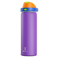 24 oz Insulated Water Bottle with Straw: Meoky Stainless Steel Metal Water Bottle with 2 - in - 1 Lid - Leak Proof, Cold for 24 Hours, Protective Silicone Base, BPA - Free for Sports Travel Car, Ivory - 7DAY'S