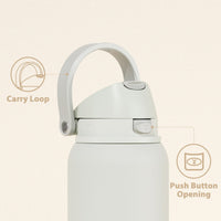 24 oz Insulated Water Bottle with Straw: Meoky Stainless Steel Metal Water Bottle with 2 - in - 1 Lid - Leak Proof, Cold for 24 Hours, Protective Silicone Base, BPA - Free for Sports Travel Car, Ivory - 7DAY'S