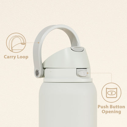 24 oz Insulated Water Bottle with Straw: Meoky Stainless Steel Metal Water Bottle with 2 - in - 1 Lid - Leak Proof, Cold for 24 Hours, Protective Silicone Base, BPA - Free for Sports Travel Car, Ivory - 7DAY'S