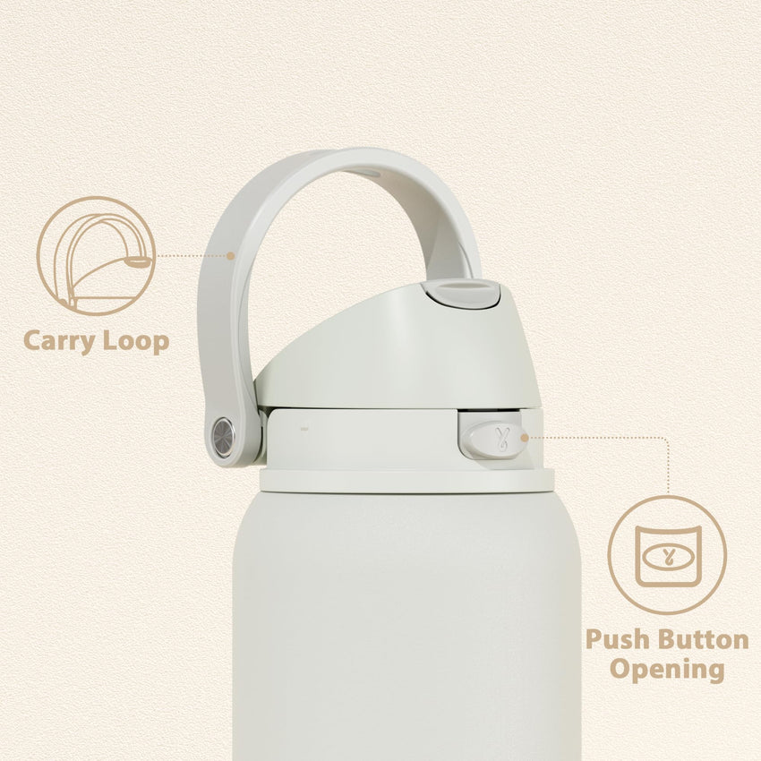 24 oz Insulated Water Bottle with Straw: Meoky Stainless Steel Metal Water Bottle with 2 - in - 1 Lid - Leak Proof, Cold for 24 Hours, Protective Silicone Base, BPA - Free for Sports Travel Car, Ivory - 7DAY'S