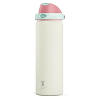 24 oz Insulated Water Bottle with Straw: Meoky Stainless Steel Metal Water Bottle with 2 - in - 1 Lid - Leak Proof, Cold for 24 Hours, Protective Silicone Base, BPA - Free for Sports Travel Car, Ivory - 7DAY'S