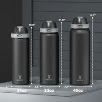 24 oz Insulated Water Bottle with Straw: Meoky Stainless Steel Metal Water Bottle with 2 - in - 1 Lid - Leak Proof, Cold for 24 Hours, Protective Silicone Base, BPA - Free for Sports Travel Car, Ivory - 7DAY'S