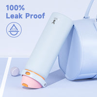 24 oz Insulated Water Bottle with Straw: Meoky Stainless Steel Metal Water Bottle with 2 - in - 1 Lid - Leak Proof, Cold for 24 Hours, Protective Silicone Base, BPA - Free for Sports Travel Car, Ivory - 7DAY'S