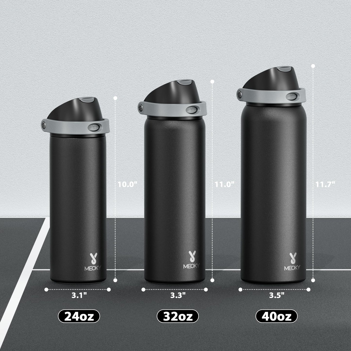 24 oz Insulated Water Bottle with Straw: Meoky Stainless Steel Metal Water Bottle with 2 - in - 1 Lid - Leak Proof, Cold for 24 Hours, Protective Silicone Base, BPA - Free for Sports Travel Car, Ivory - 7DAY'S