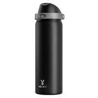 24 oz Insulated Water Bottle with Straw: Meoky Stainless Steel Metal Water Bottle with 2 - in - 1 Lid - Leak Proof, Cold for 24 Hours, Protective Silicone Base, BPA - Free for Sports Travel Car, Ivory - 7DAY'S