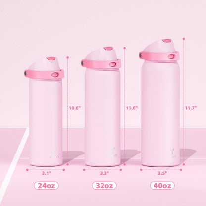 24 oz Insulated Water Bottle with Straw: Meoky Stainless Steel Metal Water Bottle with 2 - in - 1 Lid - Leak Proof, Cold for 24 Hours, Protective Silicone Base, BPA - Free for Sports Travel Car, Ivory - 7DAY'S