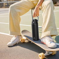 24 oz Insulated Water Bottle with Straw: Meoky Stainless Steel Metal Water Bottle with 2 - in - 1 Lid - Leak Proof, Cold for 24 Hours, Protective Silicone Base, BPA - Free for Sports Travel Car, Ivory - 7DAY'S