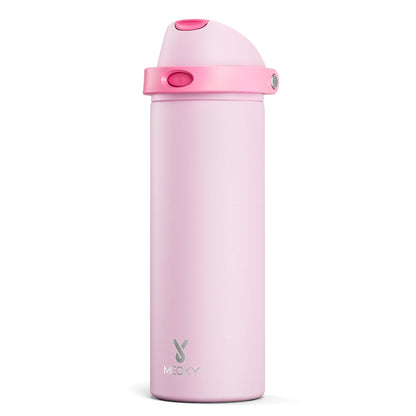 24 oz Insulated Water Bottle with Straw: Meoky Stainless Steel Metal Water Bottle with 2 - in - 1 Lid - Leak Proof, Cold for 24 Hours, Protective Silicone Base, BPA - Free for Sports Travel Car, Ivory - 7DAY'S