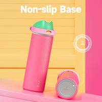 24 oz Insulated Water Bottle with Straw: Meoky Stainless Steel Metal Water Bottle with 2 - in - 1 Lid - Leak Proof, Cold for 24 Hours, Protective Silicone Base, BPA - Free for Sports Travel Car, Ivory - 7DAY'S