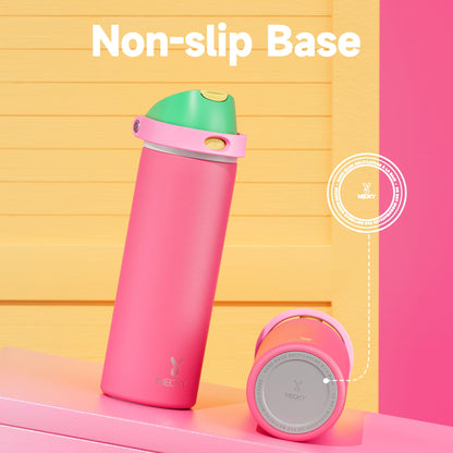 24 oz Insulated Water Bottle with Straw: Meoky Stainless Steel Metal Water Bottle with 2 - in - 1 Lid - Leak Proof, Cold for 24 Hours, Protective Silicone Base, BPA - Free for Sports Travel Car, Ivory - 7DAY'S