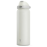 24 oz Insulated Water Bottle with Straw: Meoky Stainless Steel Metal Water Bottle with 2 - in - 1 Lid - Leak Proof, Cold for 24 Hours, Protective Silicone Base, BPA - Free for Sports Travel Car, Ivory - 7DAY'S