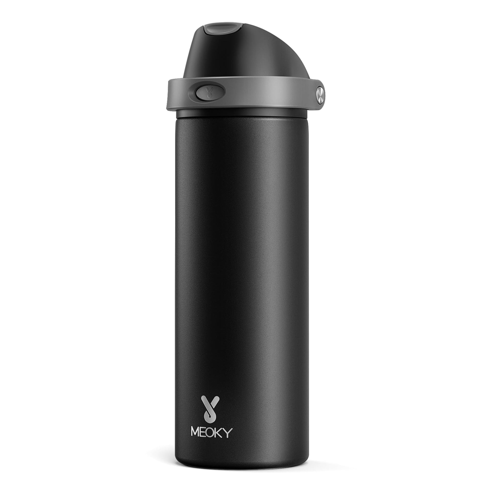 24 oz Insulated Water Bottle with Straw: Meoky Stainless Steel Metal Water Bottle with 2 - in - 1 Lid - Leak Proof, Cold for 24 Hours, Protective Silicone Base, BPA - Free for Sports Travel Car, Ivory - 7DAY'S