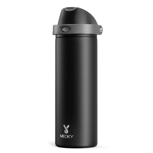 24 oz Insulated Water Bottle with Straw: Meoky Stainless Steel Metal Water Bottle with 2-in-1 Lid - Leak Proof, Cold for 24 Hours, Protective Silicone Base, BPA-Free for Sports Travel Car, Ivory