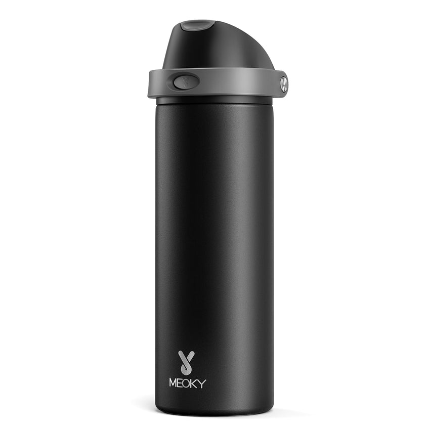 24 oz Insulated Water Bottle with Straw: Meoky Stainless Steel Metal Water Bottle with 2 - in - 1 Lid - Leak Proof, Cold for 24 Hours, Protective Silicone Base, BPA - Free for Sports Travel Car, Ivory - 7DAY'S