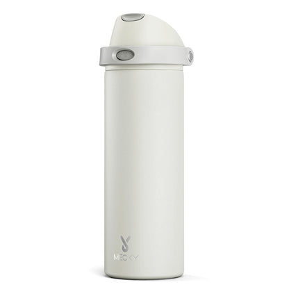 24 oz Insulated Water Bottle with Straw: Meoky Stainless Steel Metal Water Bottle with 2 - in - 1 Lid - Leak Proof, Cold for 24 Hours, Protective Silicone Base, BPA - Free for Sports Travel Car, Ivory - 7DAY'S