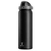24 oz Insulated Water Bottle with Straw: Meoky Stainless Steel Metal Water Bottle with 2 - in - 1 Lid - Leak Proof, Cold for 24 Hours, Protective Silicone Base, BPA - Free for Sports Travel Car, Ivory - 7DAY'S