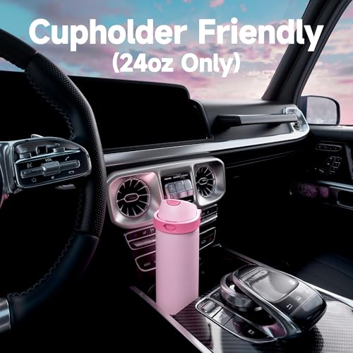 24 oz Insulated Water Bottle with Straw: Meoky Stainless Steel Metal Water Bottle with 2 - in - 1 Lid - Leak Proof, Cold for 24 Hours, Protective Silicone Base, BPA - Free for Sports Travel Car, Ivory - 7DAY'S