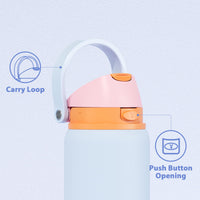 24 oz Insulated Water Bottle with Straw: Meoky Stainless Steel Metal Water Bottle with 2 - in - 1 Lid - Leak Proof, Cold for 24 Hours, Protective Silicone Base, BPA - Free for Sports Travel Car, Ivory - 7DAY'S