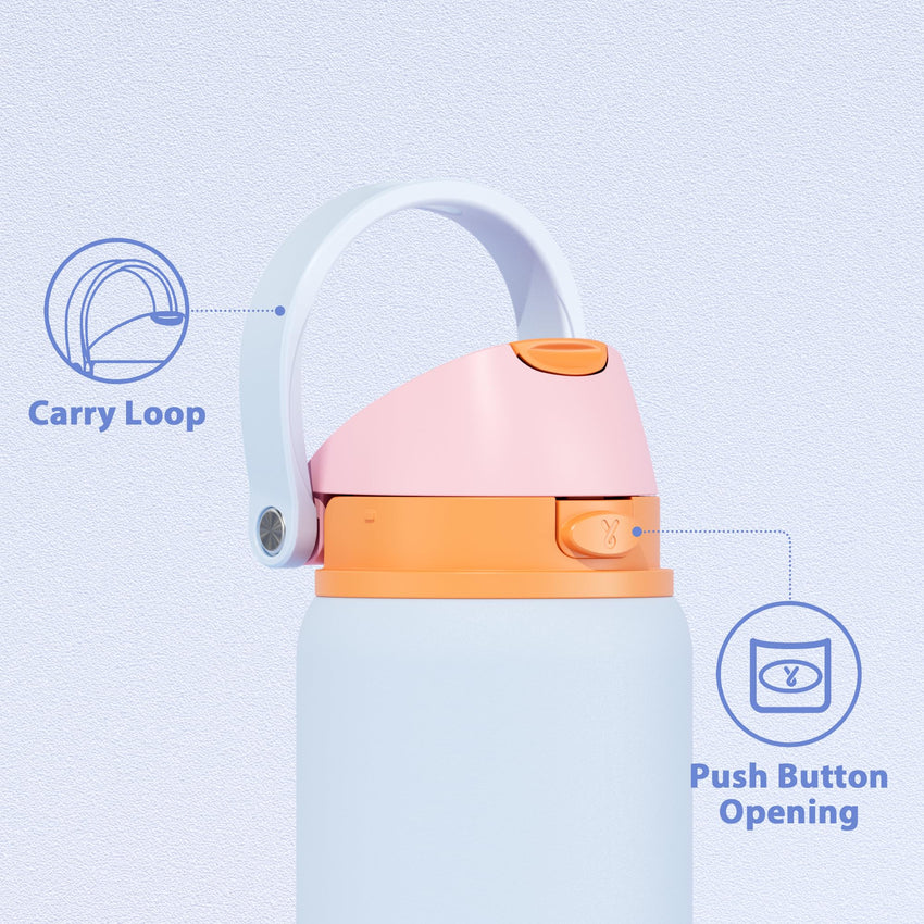 24 oz Insulated Water Bottle with Straw: Meoky Stainless Steel Metal Water Bottle with 2 - in - 1 Lid - Leak Proof, Cold for 24 Hours, Protective Silicone Base, BPA - Free for Sports Travel Car, Ivory - 7DAY'S