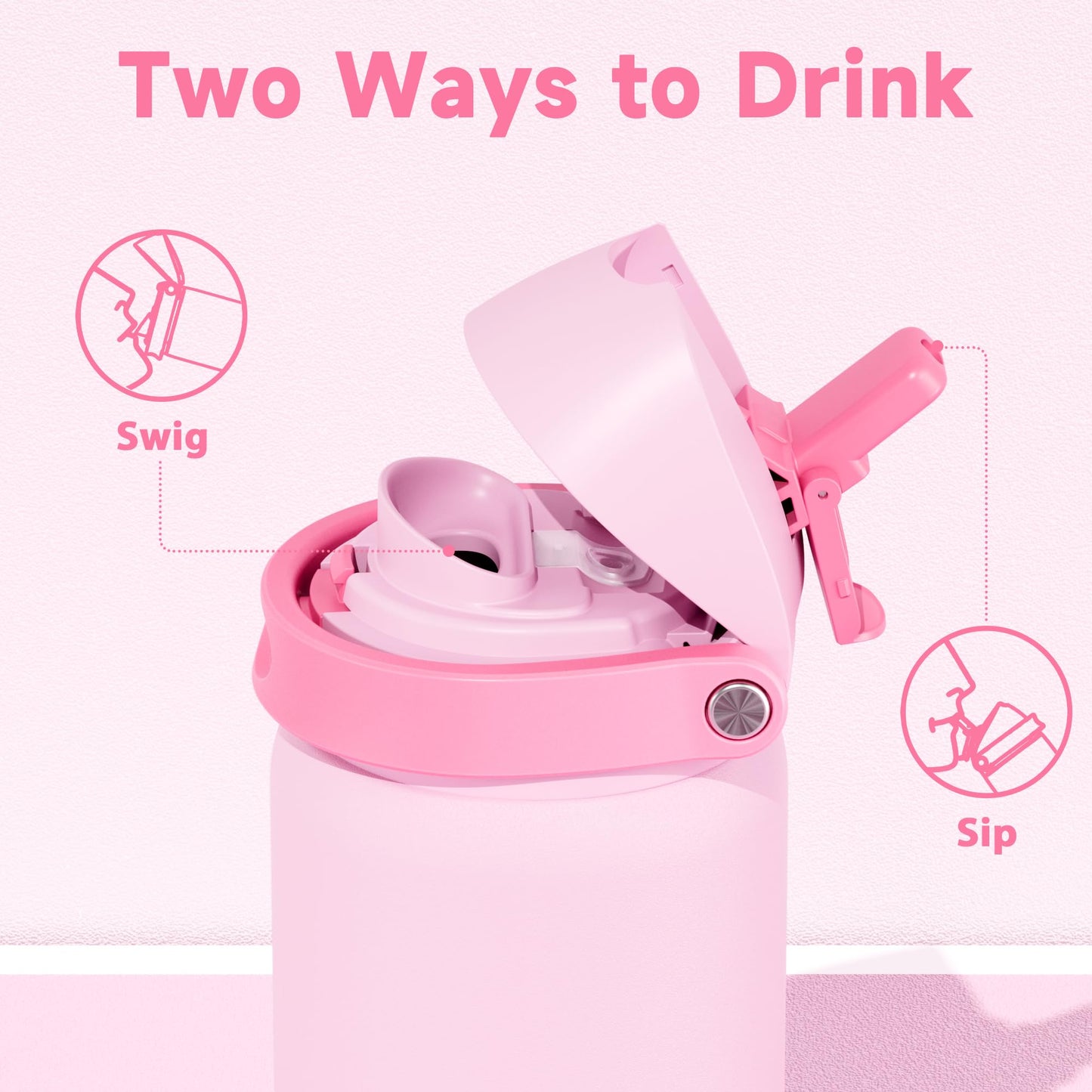 24 oz Insulated Water Bottle with Straw: Meoky Stainless Steel Metal Water Bottle with 2 - in - 1 Lid - Leak Proof, Cold for 24 Hours, Protective Silicone Base, BPA - Free for Sports Travel Car, Ivory - 7DAY'S