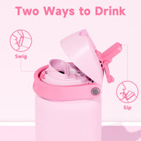 24 oz Insulated Water Bottle with Straw: Meoky Stainless Steel Metal Water Bottle with 2 - in - 1 Lid - Leak Proof, Cold for 24 Hours, Protective Silicone Base, BPA - Free for Sports Travel Car, Ivory - 7DAY'S