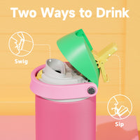24 oz Insulated Water Bottle with Straw: Meoky Stainless Steel Metal Water Bottle with 2 - in - 1 Lid - Leak Proof, Cold for 24 Hours, Protective Silicone Base, BPA - Free for Sports Travel Car, Ivory - 7DAY'S