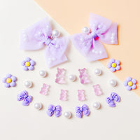 24Pcs Fabric Bow Shoe Charms, Cute Bears, Flower Pearl Charms Accessories for Clogs, DIY Shoe Decoration Charms for Girls, Party Favor - 7DAY'S