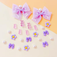 24Pcs Fabric Bow Shoe Charms, Cute Bears, Flower Pearl Charms Accessories for Clogs, DIY Shoe Decoration Charms for Girls, Party Favor - 7DAY'S