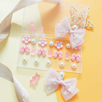 24Pcs Fabric Bow Shoe Charms, Cute Bears, Flower Pearl Charms Accessories for Clogs, DIY Shoe Decoration Charms for Girls, Party Favor - 7DAY'S