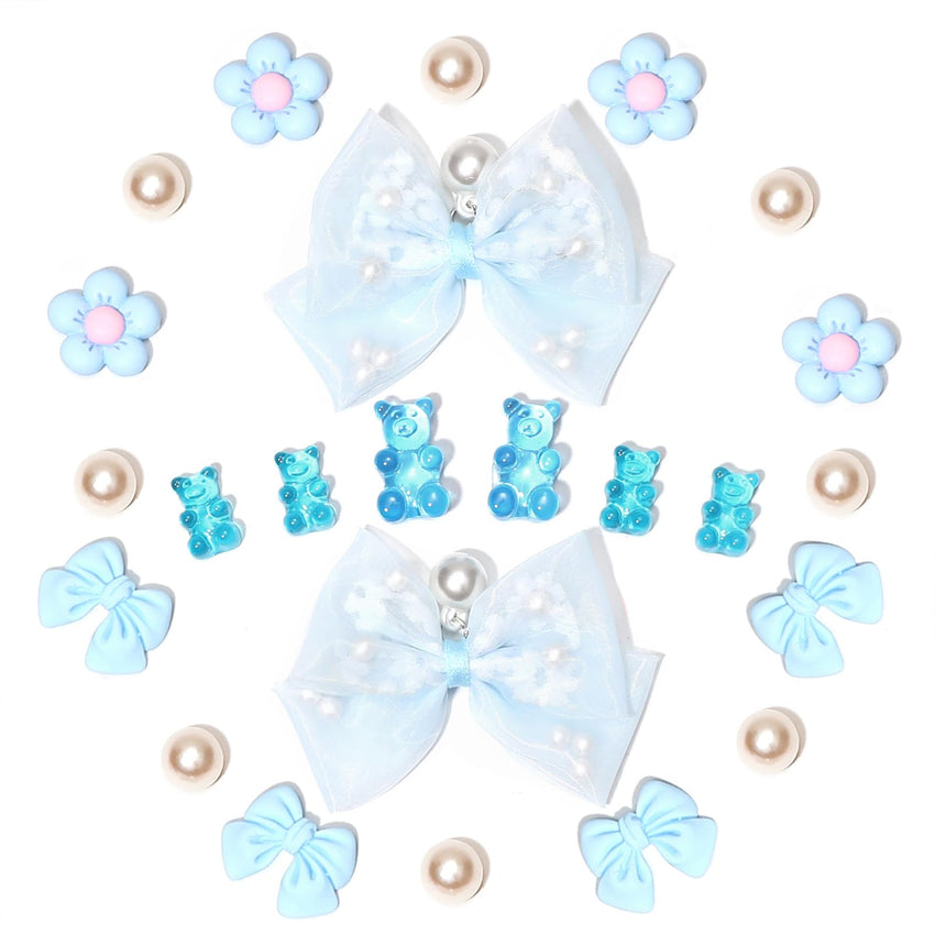 24Pcs Fabric Bow Shoe Charms, Cute Bears, Flower Pearl Charms Accessories for Clogs, DIY Shoe Decoration Charms for Girls, Party Favor - 7DAY'S